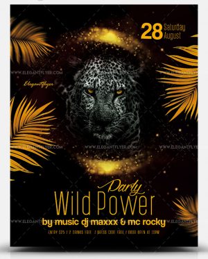 Wild Power Party PSD Free Flyer Template