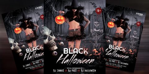 Black Halloween Party Free PSD Flyer Template