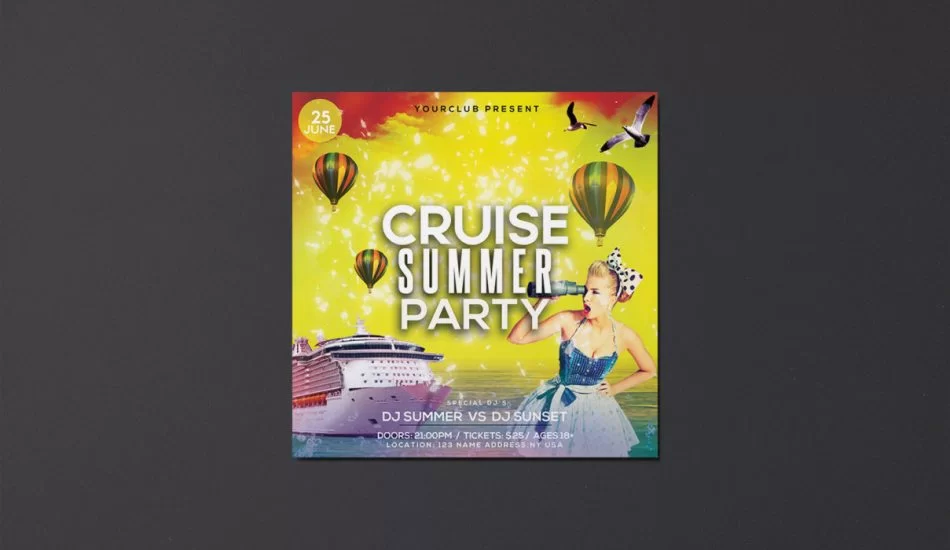 Cruise or Yacht Summer Free PSD Flyer Template