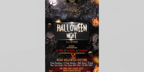 Halloween Night Party PSD Free Flyer Template