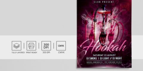 Hookah Party PSD Free Flyer Template