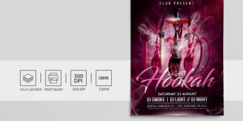 Hookah Party PSD Free Flyer Template