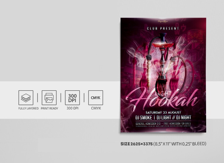 Hookah Party PSD Free Flyer Template