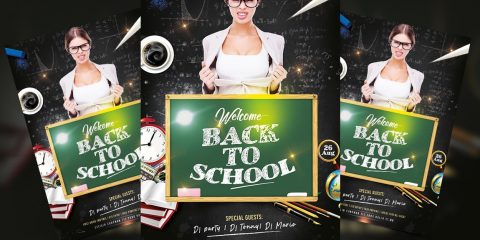 Party Back to School PSD Free Flyer Template
