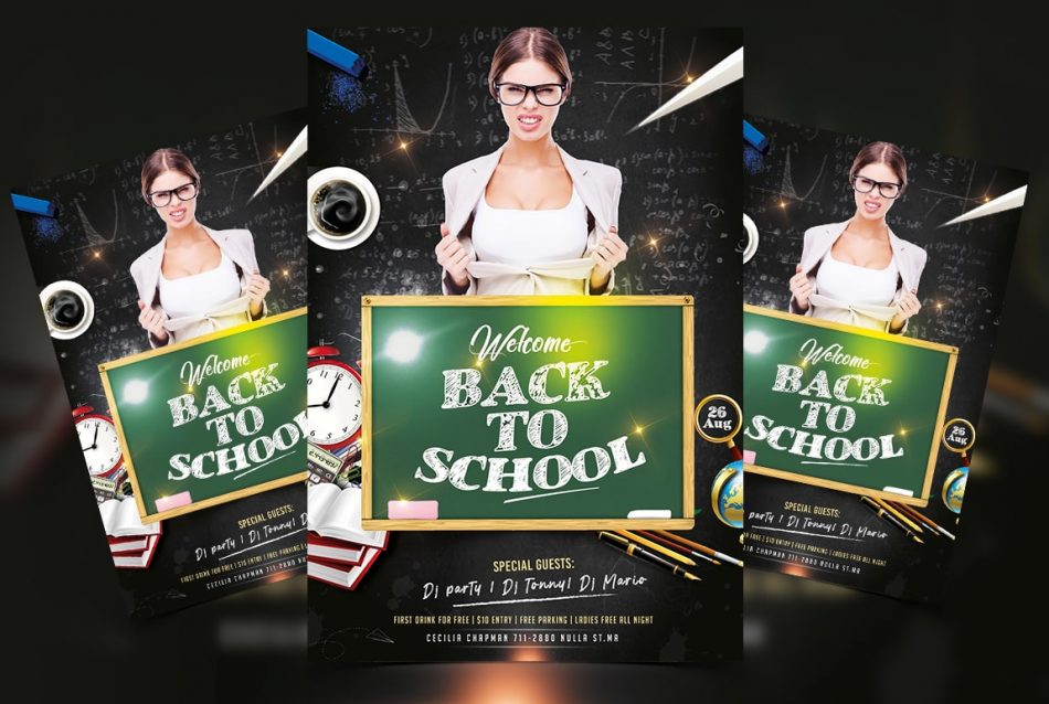 Party Back to School PSD Free Flyer Template