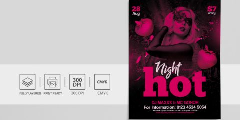 Pink Night Free PSD Flyer Template