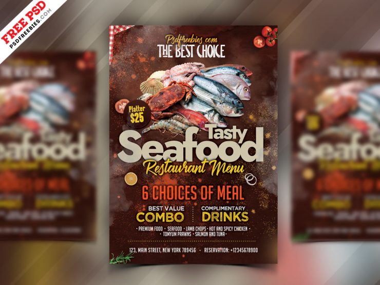 Seafood Restaurant Free PSD Flyer Template PSDFlyer