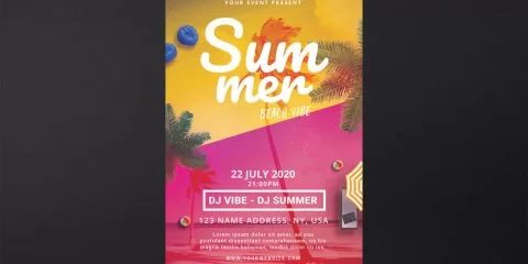 Summer Beach Party PSD Free Flyer Template