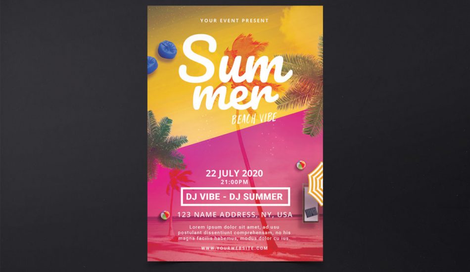 Summer Beach Party PSD Free Flyer Template