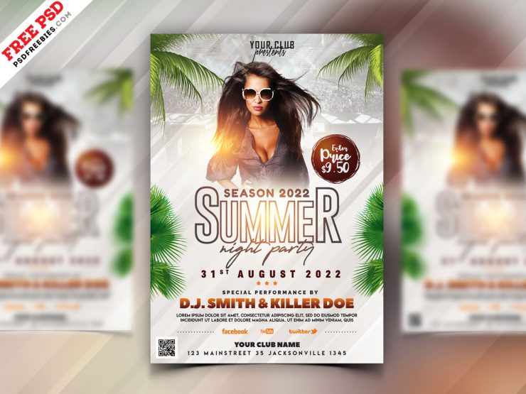 Summer Day Party Free PSD Flyer Template