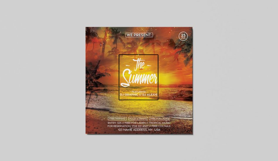 The Summer Sunset Free PSD Flyer Template