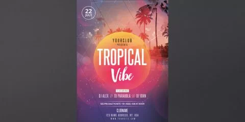 Tropical Vibes Event Free PSD Flyer Template