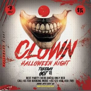 Clown Night Free PSD Flyer Template