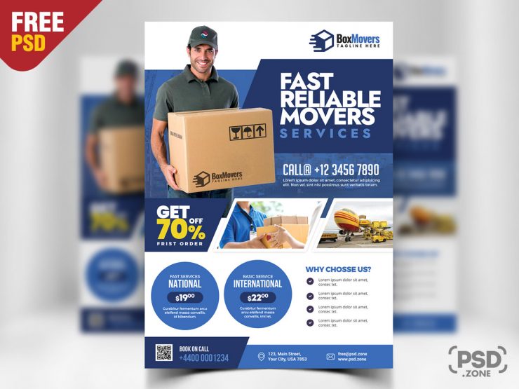 Courier Service Free PSD Flyer Template