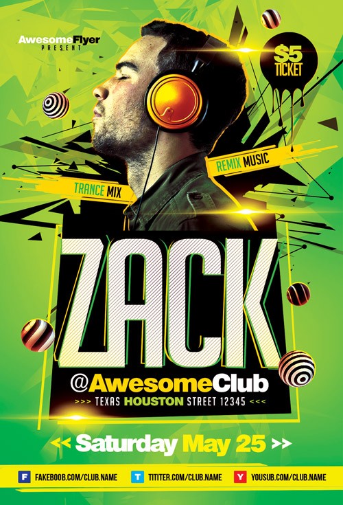 Free Live Performance By DJ Flyer Template