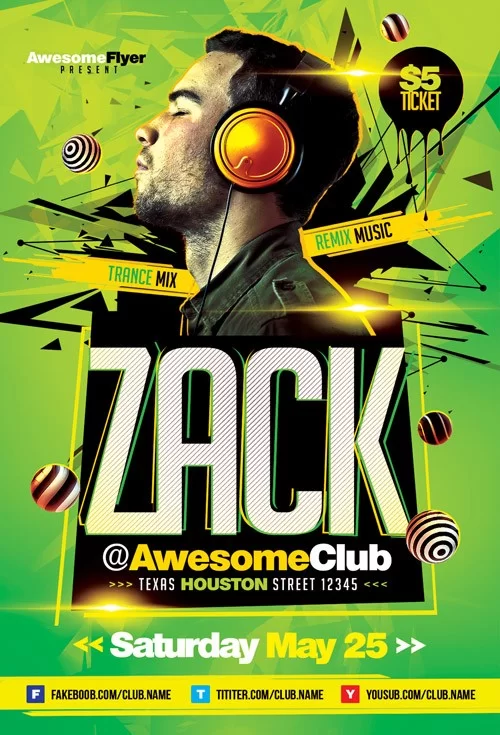 Free Live Performance By DJ Flyer Template