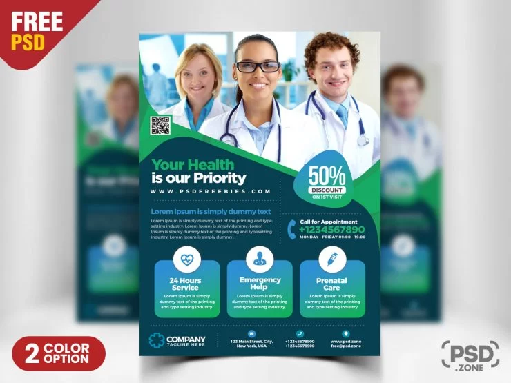 Free Medical and Health Flyer PSD