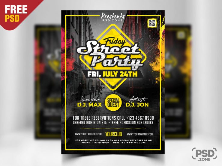 Party in Street Free PSD Flyer Template