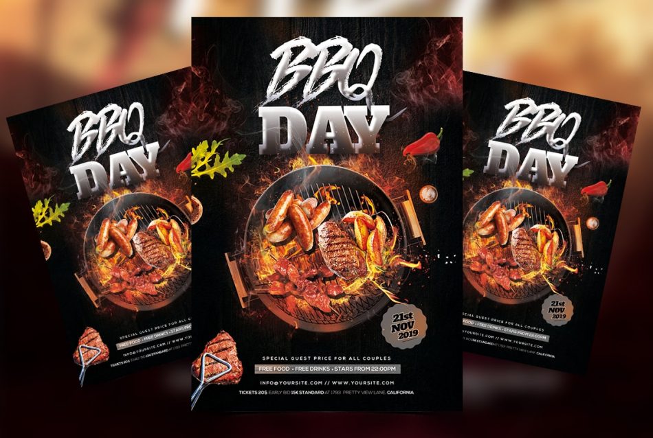 Free BBQ Party PSD Flyer