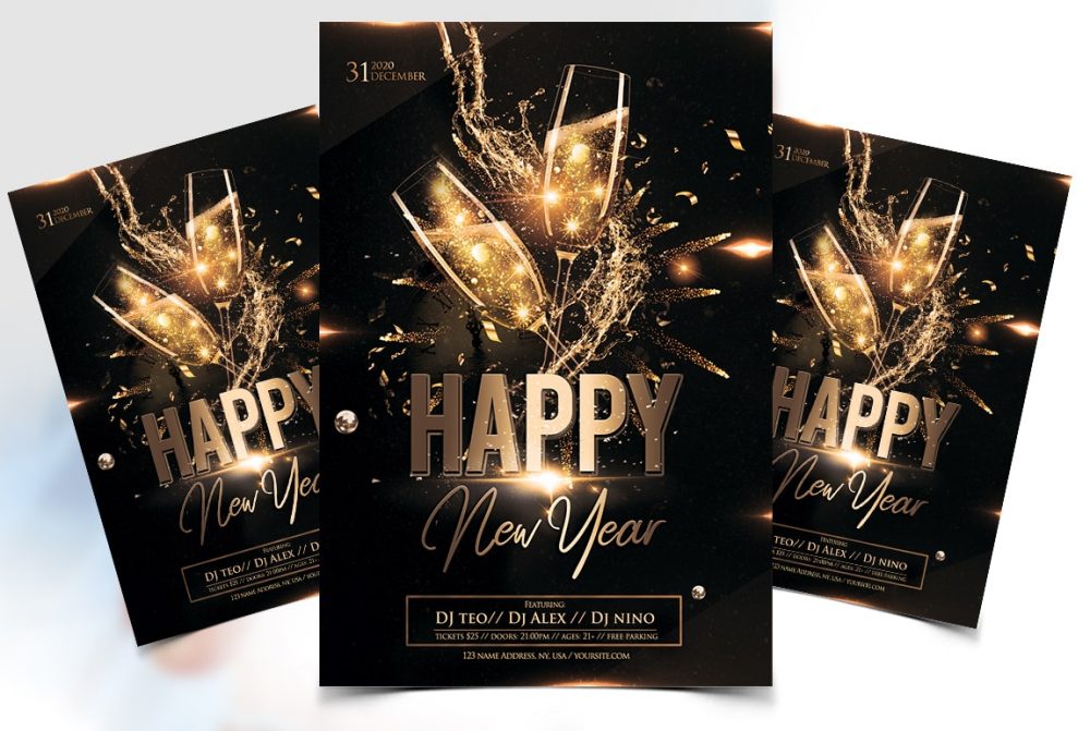 Happy New Year Free PSD Flyer Template - PSDFlyer