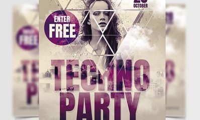 Free DJ Techno PSD Flyer Template