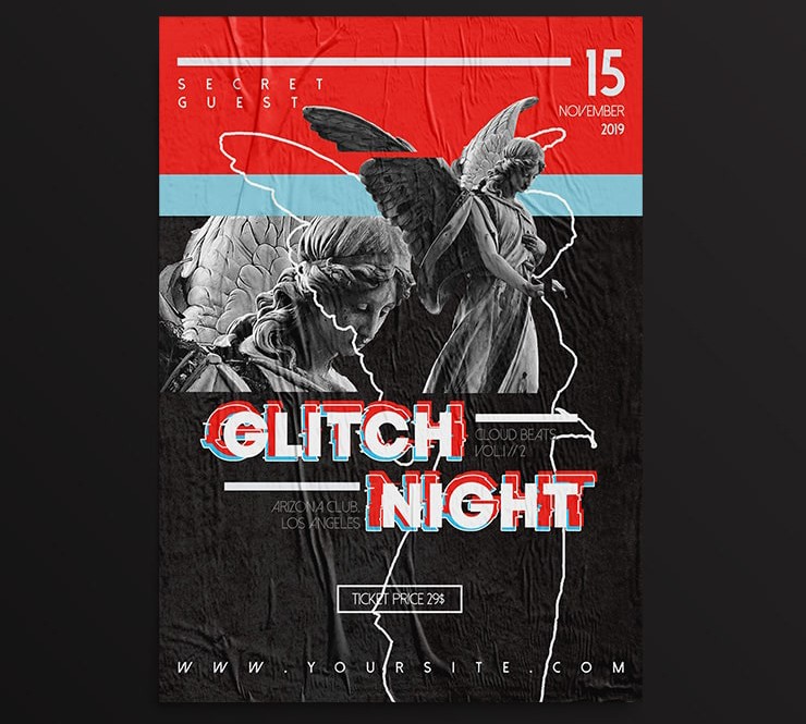 Glitch Night PSD Free Flyer Template