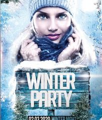 Winter Party PSD Flyer Template for Free