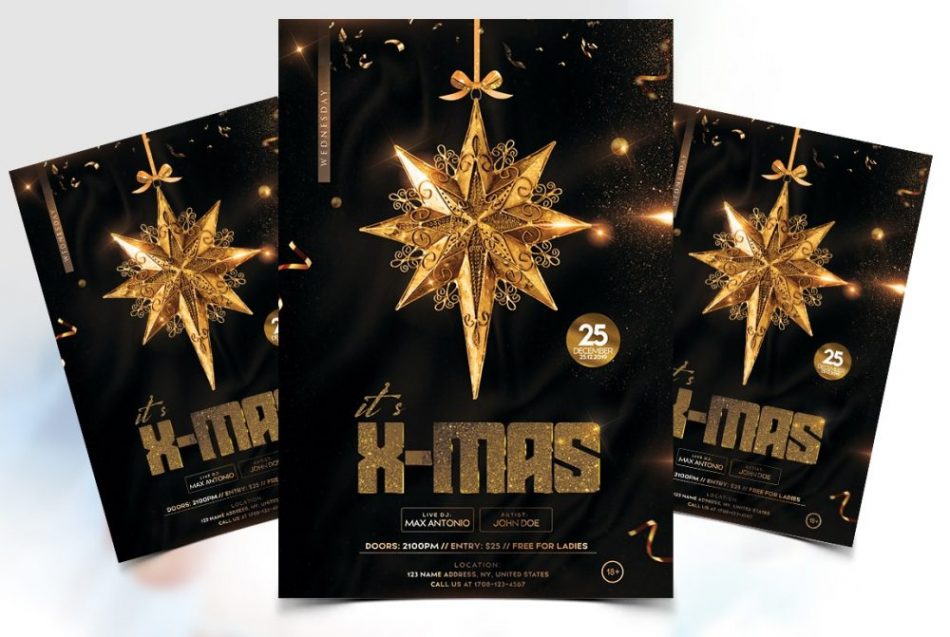 X-Mas Event Flyer Free PSD Template
