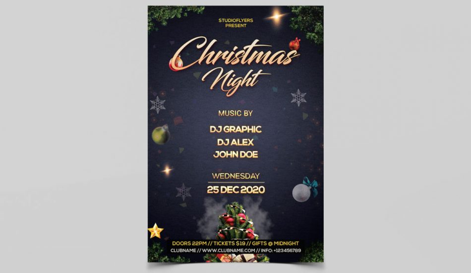 Christmas Night Event Freebie PSD Flyer Template