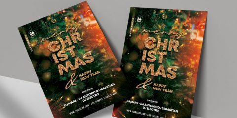 Download Magic Christmas Flyer Free PSD Template. Flyer is editable and suitable for any Xmas event, Merry Christmas Invitation and other Winter Events or party.