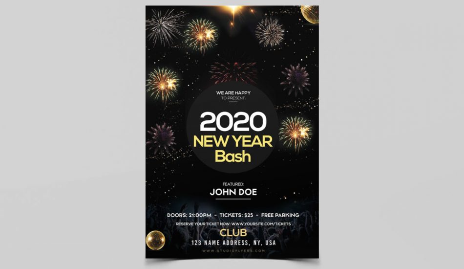 Free New Year Bash PSD Flyer Template