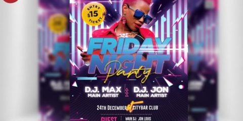 Friday Party Flyer PSD for Free