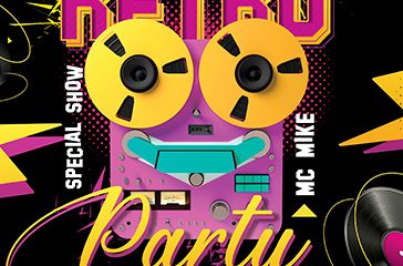 Retro Party – Free PSD Flyer Template