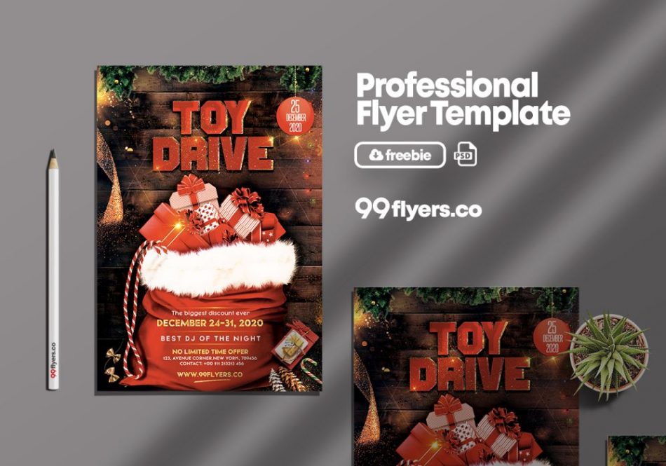 X-Mas Toy Drive Free PSD Flyer Template