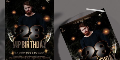 Birthday ~ Black and Gold PSD Free Flyer