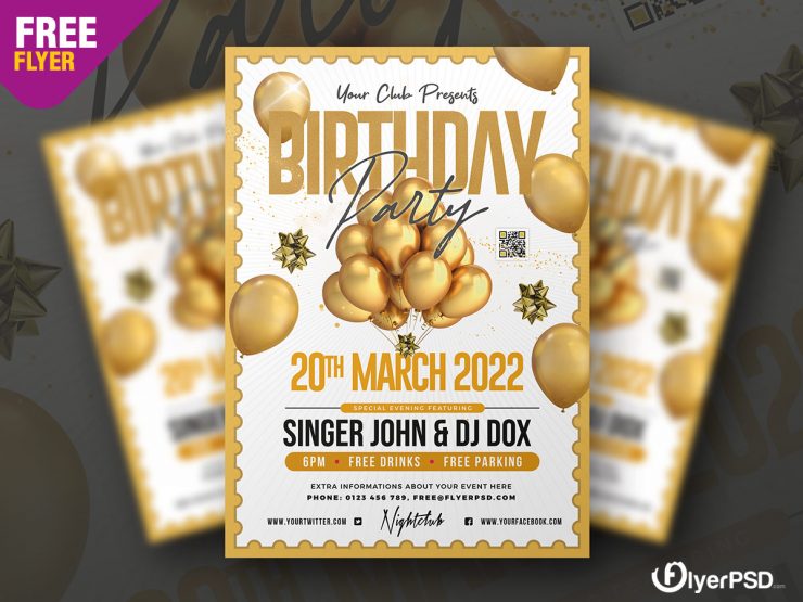 Birthday Party - Elegant Free PSD Flyer Template