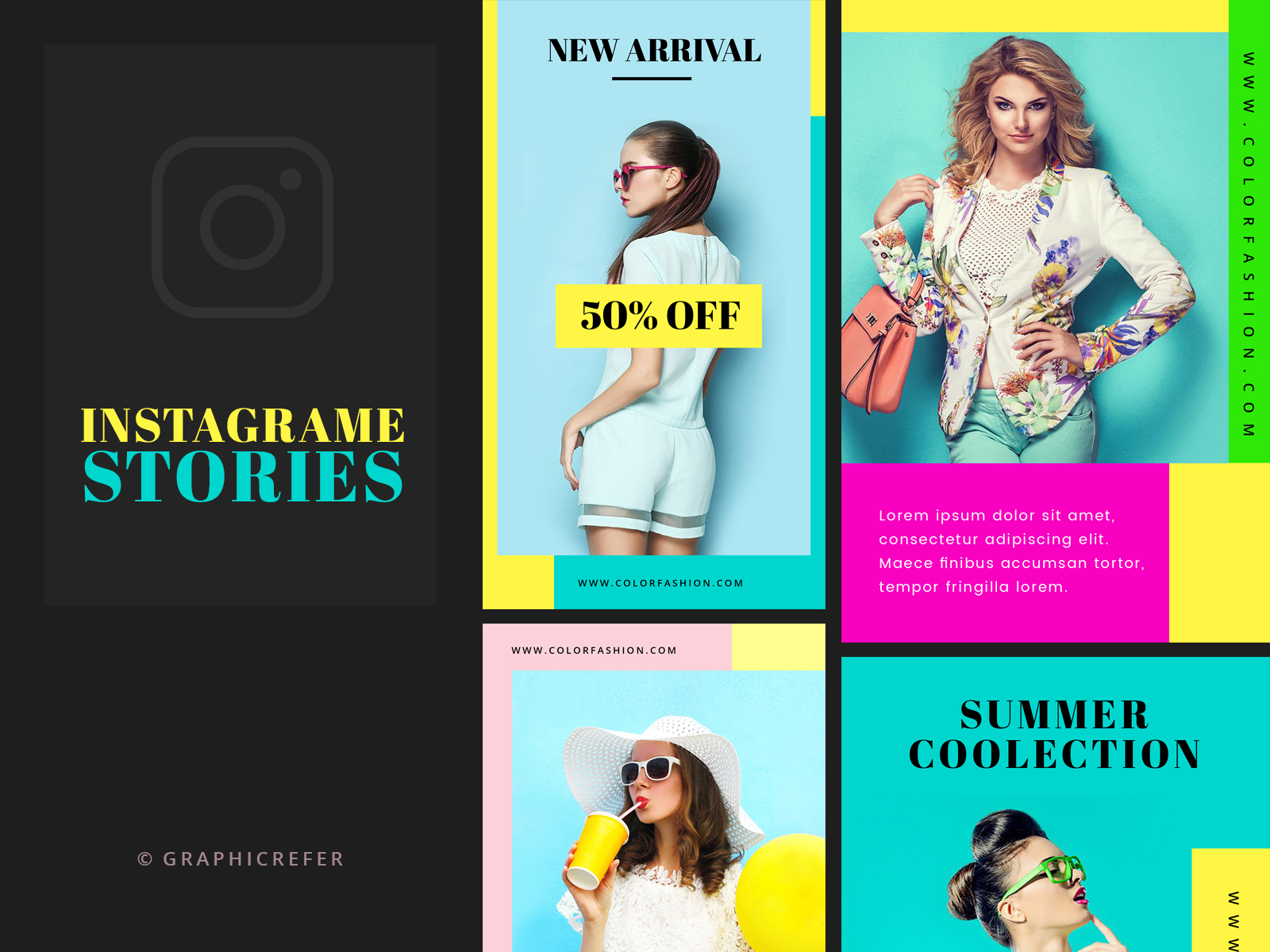 Colourful Instagram stories PSD template