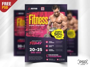 Free Gym and Fitness PSD Flyer