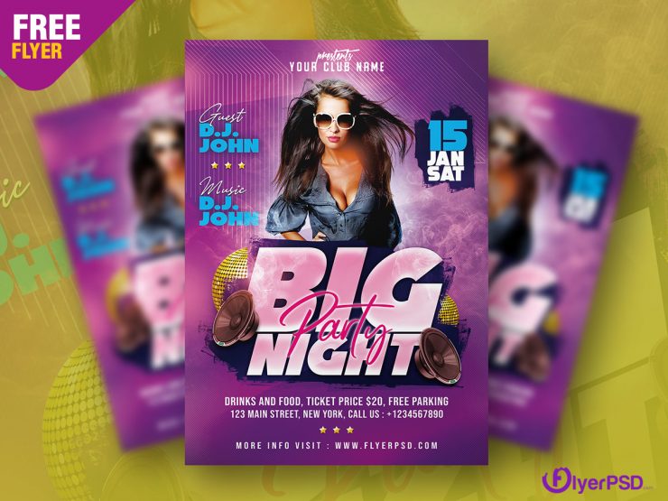 Free Night Party Flyer in PSD