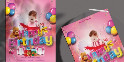 Kid's Birthday Free PSD Flyer Template