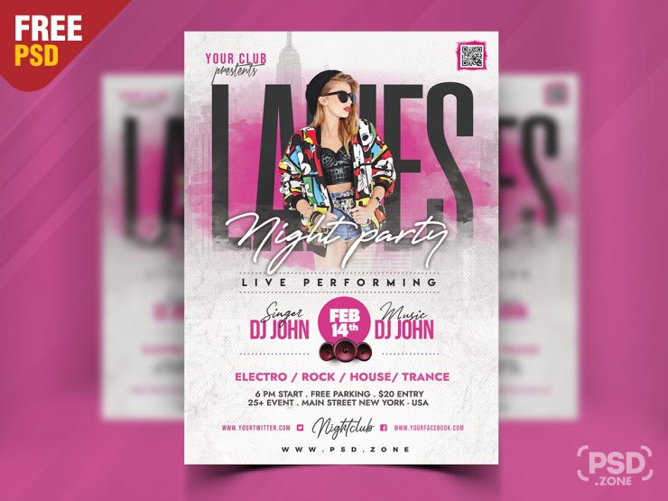 Ladies Event Free Pink PSD Flyer Template