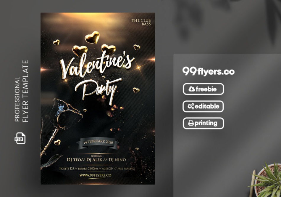 Luxury Valentine's ~ Black and Gold PSD Free Flyer