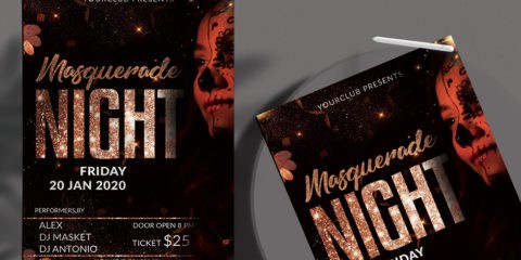 Masquerade Party Night Free PSD Flyer Template