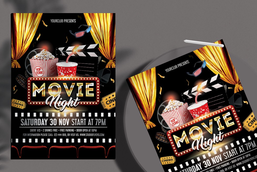 Movie Night Event Free PSD Flyer Template - PSDFlyer