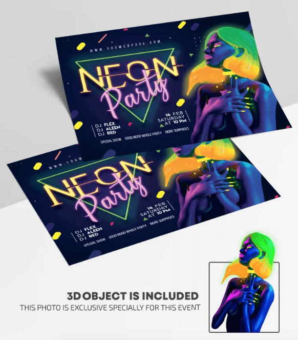 Neon ClubNight - Free PSD Flyer Template