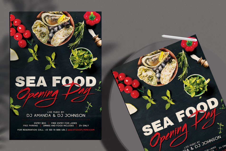 Sea Food Free PSD Flyer Template