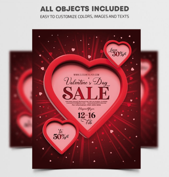 Valentine's Day Sale PSD Free Flyer Template