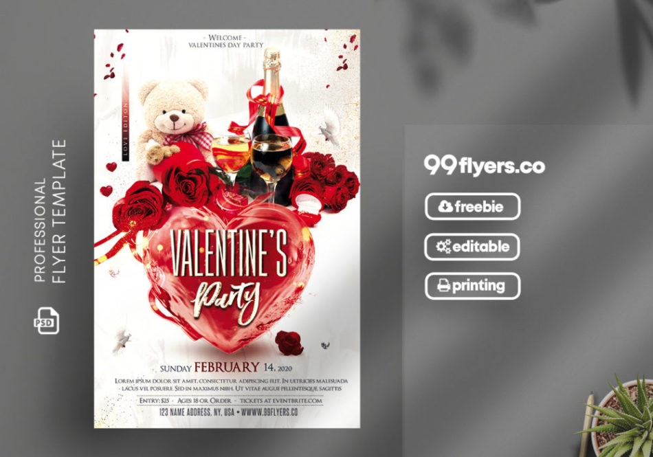 Valentines Love Party – Free PSD Flyer Template