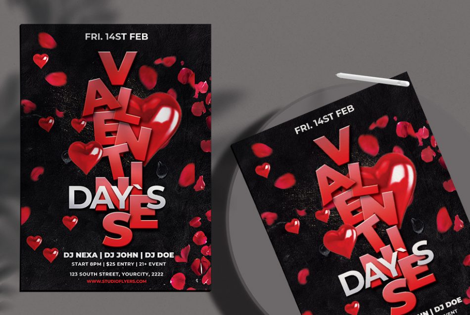 Valentine's Party Night PSD Free Flyer