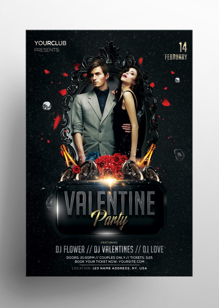 Valentine’s Party PSD Free Flyer Template